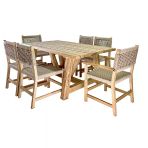 Taksim Ahşap Bahçe Takımı: 100X180 Masa + 6 Sandalye Set, Masif Kestane