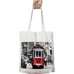 Taksim Istanbul Tünel Tramvay Iki Tarafı Kalıcı Baskılı Yıkanabilir Okul Plaj Omuz Bez Çantası