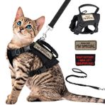 Taktik kedi koşum takımı ve tasma yumuşak file kedi açık hava yürüyüş yeleği ayarlanabilir büyük kedi yeleği, kauçuk saplı büyük kedi yeleği, büyük kedi, köpek yavrusu ve küçük köpekler için kontrolü