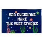 TAKurPIK Bad Decisions Make The Best Stories Komik İlham Verici Motivasyon Bayrakları Havalı Bayrak Afiş 3X5 Ft Odası Erkek Erkek Yatak Odası Mancave Kolej Yurt İç Mekan İç Mekan Duvar Halısı Askıları