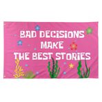 TAKurPIK Bad Decisions Make The Best Stories Komik İlham Verici Motivasyon Bayrakları Havalı Bayraklar Afiş 3X5 Ft Odası Kız Çocuk Yatak Odası Kolej Yurdu Çocuklar Kapalı İç Mekan Duvar Eğlenceli