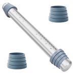 TAKUZA Paslanmaz çelik oklava, ayarlanabilir Rolling Pin, oklava, paslanmaz çelik, çıkarılabilir silikon halkalı, 4 farklı boyutta, pizza, makarna, pasta, şeker dökümü için ölçüm işaretli rulo çubuğu,