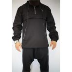 Takvame Kaliteli Erkek Uzun Kesim Yarım Fermuarlı Kapüşonlu Parka Ceket Mont Anorak Siyah Haki – Fermuarlı Cepli Half Zip