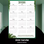 Takvim 2026 A3 300 Gr Dijital Baskı Yeşil Yaprak