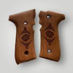 Talat Yavuz 16 - Beretta F92 Aslan Başı Işlemeli Ağaç Kabze - # - Kahverengi