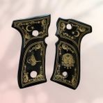 Talat Yavuz 16 - Beretta F92 Osmanlı Tuğrası Işlemeli Altın Yaldız Siyah Sedef Kabze