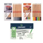 Talens Eskiz Başlangıç Seti - Canson 25x35 Defter - 12'li Dereceli Kalem Seti ve 12'li Kuru Boya Seti