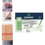Talens Eskiz Başlangıç Seti - Canson 25X35 Defter ve 12'li Grafit Dereceli Kalem Seti - Renkli - Standart