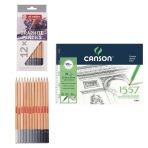 Talens Eskiz Başlangıç Seti - Canson 25x35 Defter ve 12'li Grafit Dereceli Kalem Seti