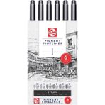 Talens Pigment Fineliner 6 Lı Kalem Seti Siyah Teknik Çizim Kalemleri