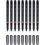 Talens Pigment Fineliner Teknik Çizim Kalemi 9'lu Set - Siyah