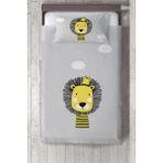 Talia Home Aslan Kral Çocuk ve Bebek Odası Yatak Örtüsü TLAY-094 - 140 x 220 cm - Gri