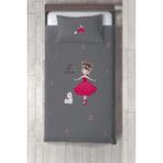 Talia Home balerin Kız Desenli Çocuk Odası Yatak Örtüsü TLAY-190 - 329 x 220 cm - Gri