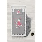 Talia Home Balerin Kız ve Kedi Desenli Bebek Nevresim Takımı Çarşaflı TLABN-217 - Gri - 100 x 150 cm