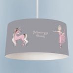 Talia Home Balerin Kız ve Unicorn Baskılı Çocuk Odası Sarkıt Avize - Renkli - 1