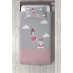 Talia Home balerin ve Tavşan Yatak Örtüsü TLAY-134 - 273 x 220 cm - Gri