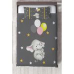 Talia Home balonlu Fil Desenli Çocuk Odası Yatak Örtüsü TLAY-187 - 326 x 220 cm - Gri