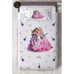 Talia Home Barbie Prenses Desenli Çocuk Odası Yatak Örtüsü TLAY-303 - 440 x 220 cm - Beyaz
