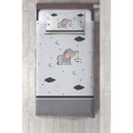 Talia Home beyaz Sevimli Fil Çocuk ve Bebek Yatak Örtüsü TLAY-119 - 258 x 220 cm - Gri
