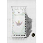 Talia Home Beyaz Unicorn Desenli Bebek Nevresim Takımı Çarşaflı TLABN-076 - 100 x 150 cm