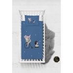 Talia Home Bisikletli Ayıcık ve Kız Desenli Bebek Nevresim Takımı Çarşaflı TLABN-183 - Mavi - 100 x 150 cm