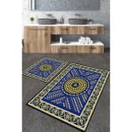Talia Home Boncuk Klasik Desenli 2'li Banyo Paspas Seti TLAHMP-197 - Mavi
