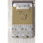 Talia Home Çapa Desenli Çocuk ve Bebek Odası Yatak Örtüsü TLAY-015 - 140 x 220 cm - Bej - Gri