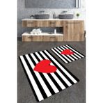 Talia Home Çizgili 2'li Büyük Boy Banyo Paspas Seti - Beyaz