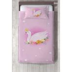 Talia Home Çocuk Odası Bebek Odası Kuğu Desen Yatak Örtüsü - 140 x 220 cm - Pembe
