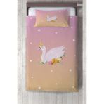 Talia Home Çocuk Odası Bebek Odası Kuğu Desen Yatak Örtüsü - 140 x 220 cm - Pudra