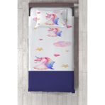 Talia Home çocuk ve Bebek Odası Mor Pegasus Desen Yatak Örtüsü TLAY-131 - 270 x 220 cm