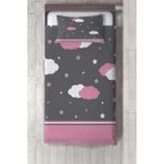 Talia Home çocuk ve Bebek Odası Pembe Bulutlar Desen Yatak Örtüsü TLAY-156 - 295 x 220 cm