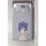 Talia Home dijital Baskılı Kız Çocuk Odası Yatak Örtüsü TLAY-176 - 315 x 220 cm - Gri