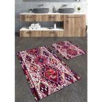 Talia Home Dokuma Kilim Desenli 2'li Büyük Boy Banyo Paspas Seti - Renkli
