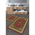 Talia Home Eski Klasik Kilim Desenli 2'li Büyük Boy Banyo Paspas Seti - Kırmızı