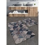 Talia Home Eskitme Üçgen Desenli 2'li Banyo Paspas Seti TLAHMP-150 - Kahverengi