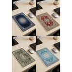 Talia Home Etnik Otantik Desenli Çok Amaçlı Mini Halı Mousepad - Bardak Altlığı - Çaydanlık Altlığı 4 ADET
