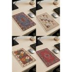 Talia Home Etnik Otantik Motifli Çok Amaçlı Mini Halı Mousepad - Bardak Altlığı - Çaydanlık Altlığı 4 ADET