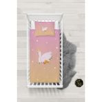 Talia Home Geçişli Kuğu Desenli Bebek Nevresim Takımı Çarşaflı TLABN-050 - Turuncu - 100 x 150 cm