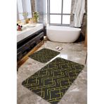 Talia Home Geometrik Desenli 2'li Banyo Paspas Seti TLAHMP-267 - Siyah