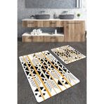 Talia Home Geometrik Desenli 2'li Büyük Boy Banyo Paspas Seti - Beyaz - Renk