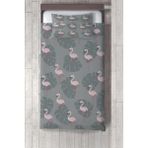 Talia Home gri Flamingo Desenli Yatak Örtüsü TLAY-252 - 390 x 220 cm