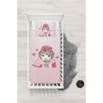 Talia Home Kahve Içen Kız Bebek Nevresim Takımı Çarşaflı TLABN-238 - Pembe - 100 x 150 cm