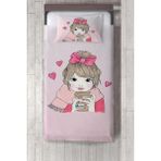 Talia Home kahve Içen Kız Desenli Yatak Örtüsü TLAY-238 - 376 x 220 cm - Pembe