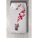 Talia Home kalp ve Kedi Desen Çocuk ve Bebek Odası Yatak Örtüsü TLAY-157 - 296 x 220 cm - Pembe