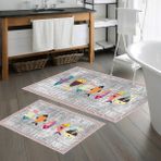 Talia Home Kaymaz Taban Yıkanabilir 2 Li 60X100 - 50X60 Klozet Takımı - Gri - 60 x 100 cm