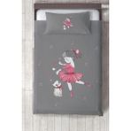 Talia Home kedi ve Prenses Desenli Çocuk ve Bebek Odası Yatak Örtüsü TLAY-270 - 407 x 220 cm - Gri