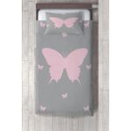 Talia Home kelebek Desenli Çocuk Odası Yatak Örtüsü TLAY-195 - 334 x 220 cm - Gri
