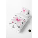 Talia Home Kelebekler Desenli Bebek ve Çocuk Nevresim Takımı TLAN-048 - Beyaz - 160 x 220 cm