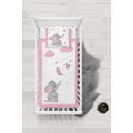 Talia Home Kelebekli Fil Desenli Bebek Nevresim Takımı Çarşaflı TLABN-218 - Pembe - 100 x 150 cm